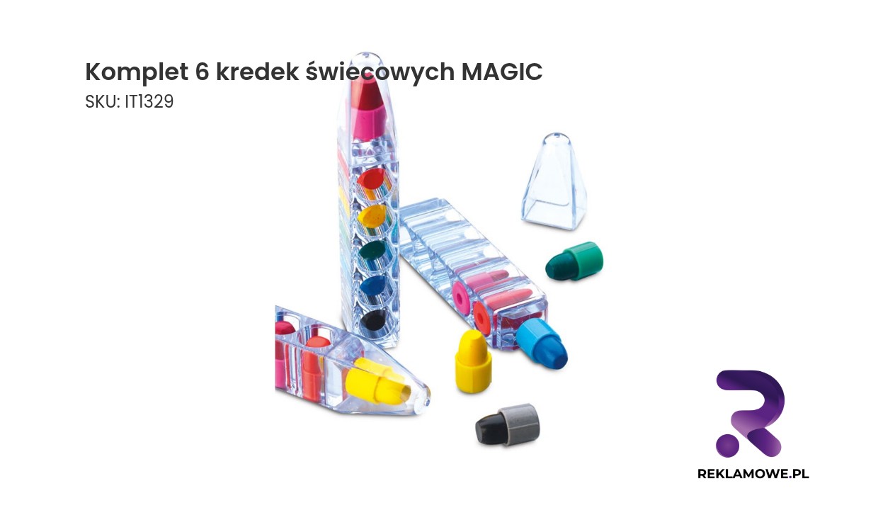 Komplet sześciu kolorowych kredek świecowych MAGIC