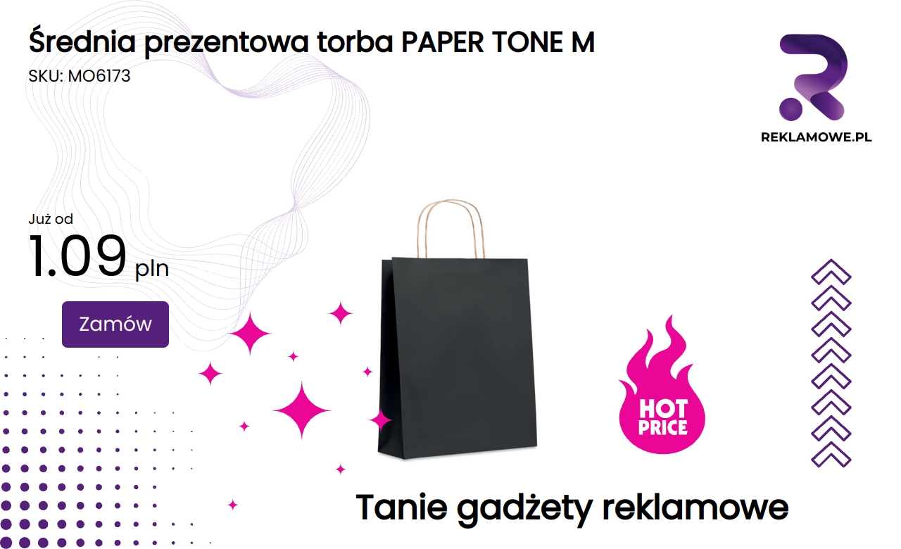 Średnia torba prezentowa PAPER TONE M w kolorze naturalnym